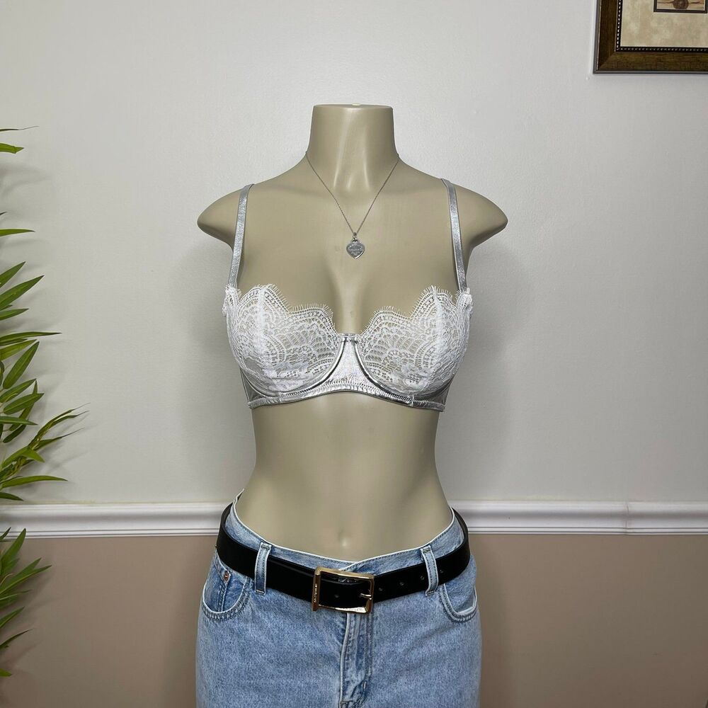 Victoria's Secret Dream Angels Silver Faux Metallic Push Up Without Padding Bra